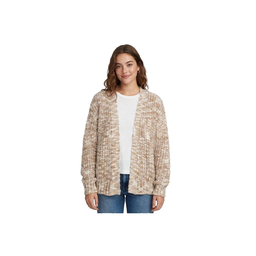 Hippie Rose Large NWT Beige & White Nubby Knit Open Front Cardigan Cozy Chunky